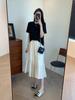 Primavera no es tarde romántico hermoso ligero transpirable acetato tencel lino color perla pétalos falda falda de capa línea A verano