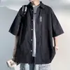 Camisa casual de marca Tide para hombre de manga corta primavera y verano estilo Hong Kong sentido de alta gama camisa guapa rebelde camisa moderna con botones chaqueta ropa de hombre