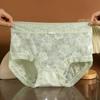 Ropa interior cómoda de talle medio para niña de encaje floral sexy puro, calzoncillos sencillos transpirables en la entrepierna, suaves y respetuosos con la piel