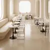 Mesa de comedor blanca de madera maciza estilo wabi-sabi, mesa pequeña minimalista para cafetería, silla tapizada, mesa cuadrada para pastelería francesa, mesa redonda
