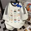 Camiseta de Manga Corta con Tres Rayas para Viaje Divertido 100% Algodón para Hombres y Mujeres Verano Holgada Personalidad Adelgazante Cuello Redondo Top ins
