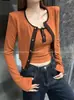 Nuevo top tipo camisola abotonado y plisado estilo coreano, camiseta de manga larga color block, cárdigan y conjunto de dos piezas falsas - un atuendo a la moda