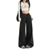 Jeans negros y grises holgados de pierna ancha para mujer, nuevo modelo 2026, de cintura alta, adelgazantes, fluidos, pantalones casuales de pierna ancha, largo cropped para mujer