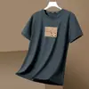 Comercio Exterior Verano Seda de Hielo Manga Corta Nuevo Estilo Hombres Cuello Redondo Rayas Media Manga Top Transpirable Delgado Moderno Manga Corta Camisa de Hombre