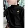 Camisetas Térmicas Gruesas de Manga Larga Cepillada con Cuello Semi-Alto para Niños y Adolescentes para Otoño e Invierno