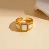 Anillo Abierto Redondo Ovalado de Resina Metálica Europeo y Americano Simple Elegante de Gama Alta Nicho Joyería de Mano para Mujer