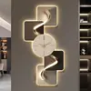 Pintura Decorativa Moderna de Lujo Ligero para Entrada con Reloj Reloj Pintura de Luz Led Sentido Avanzado Pintura Colgante para Pasillo Murales para Sala de Estar