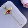 Colgante de Granate Rojo Natural Plata de Ley S925 Incrustado con Color Fuego Cuerpo Puro Granate Super Brillante Piedra para Mujer Piedra Principal