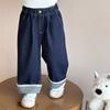 Jeans a Cuadros con Adorno de Encaje para Niñas, Estilo Primavera y Otoño, Moda Coreana para Niñas Pequeñas, Pantalones Largos para Niños, Atuendo de Primavera para Bebés y Niños Pequeños