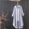 Camisa de Algodón y Lino para Mujer 2026 Primavera y Otoño Nuevo Estilo Holgada de Manga Larga Camisa Superior Ropa Exterior Adelgazante de Longitud Media Chaqueta Pura para Mujer
