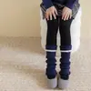 Calcetines de algodón para niña Shoeshang para otoño e invierno, calcetines apilables de cachemir con bordes acanalados y volantes, calentadores de piernas para niños y bebés