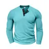 Estación Independiente Ropa de Hombre Transfronteriza Otoño Camisa Polo para Hombre Europea y Americana Talla Grande Cuello Henley Waffle Manga Larga Camiseta Hombre