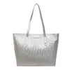 Bolso de Hombro Grande de Moda Estilo Coreano Retro 2026 Nuevo Estilo de Primavera Bolso Tote con Patrón Tejido y Costuras Bolso de Hombro Simple