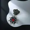 Qinggu insignia de pin de abanico militar antiguo insignia de pin de corona estrella de cinco puntas una generación de pelo