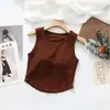 Venta al por mayor de chaleco de cola de golondrina de estilo nuevo para primavera y verano con almohadillas para sujetador y copa incorporadas, top corto para mujer