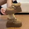 Zapatos de Algodón Peludos con Suela Gruesa, Cálidos, que Aumentan la Altura, Versátiles, Estilo Commuter, Nuevo Diseño Invierno 2025, Plataforma Birkenstock