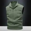 Chaqueta de Trabajo de Primavera y Otoño para Hombre, Chaleco Casual de Pesca al Aire Libre, Top Transpirable de Secado Rápido para Jóvenes y Adultos, Cuello Alto