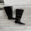 Botas altas quadradas com padrão de crocodilo estilo europeu e americano para mulheres, botas de montaria de verão que aumentam a altura, botas longas emagrecedoras
