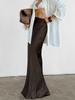 Outono e Inverno Clássico Marrom Retrô Espesso Fosco Sade Cintura Alta Slim-fit Versátil Emagrecedor Nicho Saia Cauda de Peixe para Mulheres