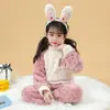 Niños Niñas Niños Talla Mediana y Grande 2025 Invierno Felpa Sudadera Cálida para Casa Coral Terciopelo Lindo y Cómodo Conjunto de Pijama