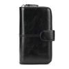 Billetera de Cuero de Vaca Maronte para Hombre Antirrobo RFID Cremallera Cepillada Bolsillo para Tarjetas Color Original Multifuncional Moderno