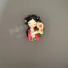 Novos Adesivos de Geladeira de Resina Sintética Criativos de Desenho Animado Meninas com Roupas Chinesas Antigas Adesivos de Geladeira Fábrica Direta Personalização