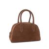 Bolsa de Bowling Korean Nothing Grande Capacidade Bolsa de Mão de Couro Genuíno Bolsa Boston Feminina Estilo Retrô Fosca Versátil
