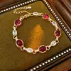 ¡Pulsera apilada de diamantes de colores! Pulsera de calabaza con circonita chapada en oro real, joyería de diseño niche estilo ins coreano para mujer