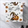 Toalla Estampada de Halloween de Amazon Patrón de Calabaza de Terror Toalla Cuadrada Absorbente Atmósfera del Festival de los Fantasmas Toalla de Mano Duradera