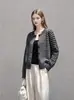 Suéter de tricô redondo listrado estilo francês retrô, nova coleção outono/inverno feminino, modelagem solta, elegante e versátil, suéter casaco, 25710