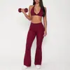 Conjunto de yoga transfronterizo europeo y americano Chen Shijie para mujer, estilo nuevo, ligeramente acampanado, conjunto de yoga realzador de busto con almohadillas en el pecho, conjunto deportivo