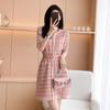 Vestido estilo Chanel estilo francês transfronteiriço 2025, saia rosa elegante e sofisticada para mulheres, nova cintura e emagrecimento, celebridade
