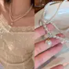Cadena de suéter ins puramente deseable y sutilmente lujosa para mujer, collar de moda y de alta gama con elegancia francesa, joyería de cadena para clavícula con perlas