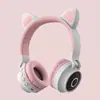 Fofa menina coração pode ser conectada orelhas de gato fone de ouvido luminoso telefone celular fone de ouvido Bluetooth sem fio fabricantes atacado