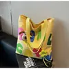 Bolsa de Lona Estilo Coreano Estilo Perezoso Bolso de Hombro Femenino Gran Capacidad Dibujos Animados Lindo Bolso Tote Bolso de Mensajero para Estudiante Mochila Escolar