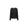 [Benchu] Camiseta Base de Encaje con Mangas Largas 26, Camiseta Jacquard Hueco para Mujer, Top Versátil Adelgazante para Vestir
