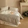 Acabado Totalmente Mate Terciopelo de Leche Encaje Hueco Juego de Cuatro Piezas Estilo Lujo Ligero de Gama Alta Funda de Edredón de Peluche para Calidez Invernal