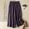Pantalones culotte cortos de algodón y lino drapeados, nuevos pantalones de verano para mujer 2026, finos de cintura alta, transpirables, casuales, de pierna ancha