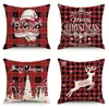 Funda de almohada navideña más vendida transfronteriza con estampado festivo de Papá Noel, funda de almohada para decoración del hogar, venta al por mayor directa del fabricante