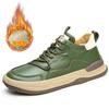 Zapatos altos para hombre, de piel de vaca, estilo europeo, modernos, combinables, marrón, vintage, de piel auténtica, con forro polar, informales, de algodón.