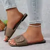Comércio exterior europeu e americano, coleção de verão 2026 plus size, sandálias femininas elegantes sem cadarço com bico quadrado e fivela de cinto, sandálias confortáveis para mulheres, atacado