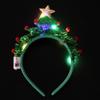 Nova Tiara de Árvore de Natal Verde Seda RL554 com Brilho de Luz sem Luz Tiara de Cabeça de Natal Adereços de Performance