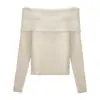 Suéter de um ombro só, ombro a ombro, que mostra a clavícula para mulheres, adequado para primavera, outono e inverno, estiloso e moderno, perfeito como camada interna ou base de manga longa, top de tricô