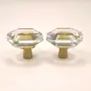 Manijas para Puertas de Gabinetes y Armarios, Herrajes de Cobre para Cajones, Manijas de Cristal de Cristal, Manijas Pequeñas, Manijas con Base Hexagonal de Cobre