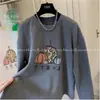 Camiseta de Manga Larga con Estampado de Dibujos Animados y Acabado Lijado Estilo Coreano para Mujer, Nueva, Otoño e Invierno, Cuello Redondo, Holgada, Base para Tallas Pequeñas