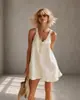 Vestido camisola de color liso con volantes para mujer, transfronterizo de Amazon TK europeo y americano, vestido casual de moda para primavera, verano y otoño