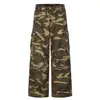 Calça de Trabalho Camuflada Estilo Retrô Americano 11KN para Homens e Mulheres Solta Streetwear Patchwork Desconstruído Vários Bolsos Tendência Casual Calça de Perna Larga