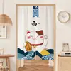 [Gato] Cortina de Puerta de Cocina Cortina Divisoria Sin Taladro Cortina para Dormitorio Baño Inodoro Cortina Colgante para el Hogar Flor de Seda