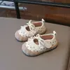 Sapatos de Princesa para Meninas Primavera e Outono, Sapatos de Couro para Crianças Pequenas, Sapatos Doces com Bolinhas e Renda, Solado Macio, Laço para Bebês de 1 Ano