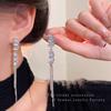 Aretes de borla de circonio de garra de alta calidad con aguja de plata 925 para mujer, temperamento de nicho de lujo ligero, aretes largos, aretes adelgazantes para rostro redondo